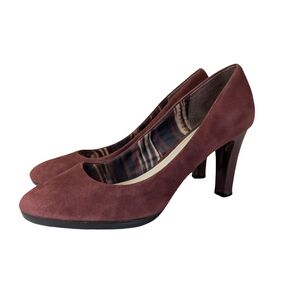Anne Klein iflex Burgundy Suede Pumps With Patent Heels | Size 8.5